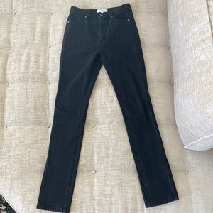 “Something Navy” Black Skinny/Straight Leg Jeans with Slits at Ankle